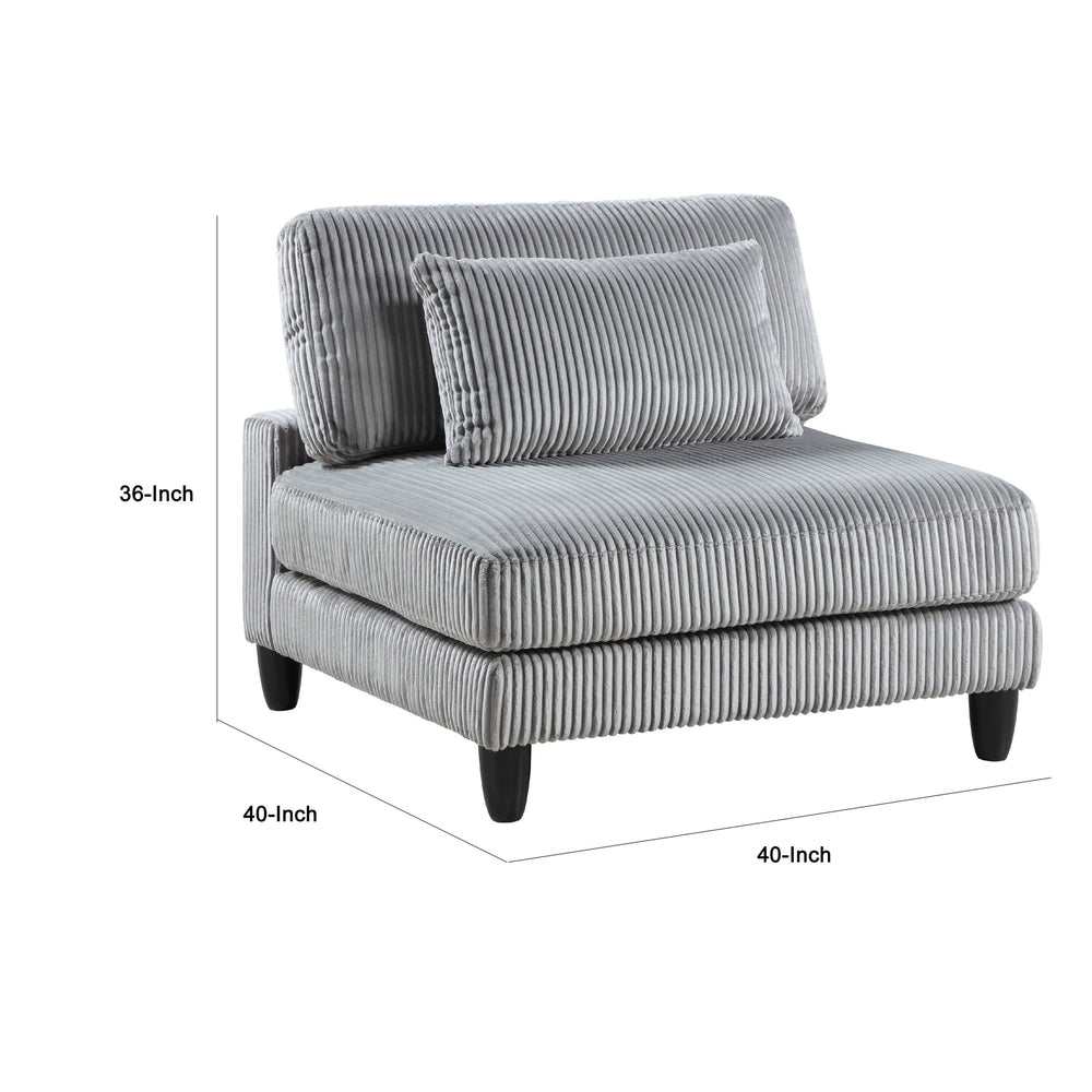 English Elm Mear Modular Armless Accent Chair Gray Corduroy Upholstery with Black Wood Legs B056P412638