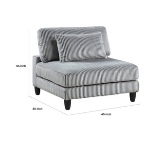 English Elm Mear Modular Armless Accent Chair Gray Corduroy Upholstery with Black Wood Legs B056P412638