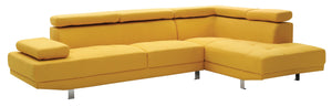 English Elm Riveredge Modern Right-Facing Sectional with Adjustable Armrests & Headrests, Chrome Legs, Fabric Comfort Yellow 21 L x 76 W x 34 H B078S00399