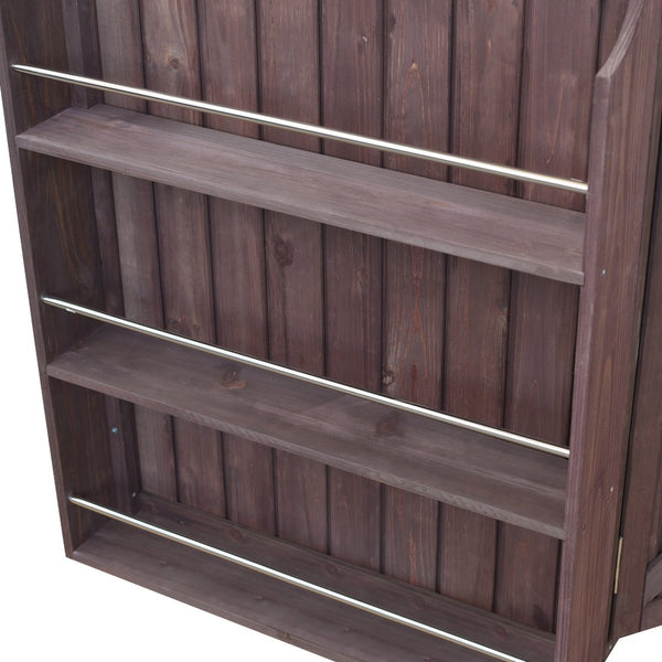 English Elm K&k Rolling Outdoor Kitchen Island Solid Fir Wood Stainless Steel Top Storage Cabinet Dark Brown N707P370287Z