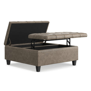 English Elm Harrison Tufted Faux Leather Storage Ottoman with Lift Top for Living Room Use B136P439027