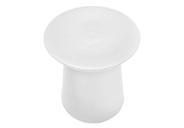 English Elm Accent Table - Contemporary White Metal Drum Design For Living Room, Bedroom & Versatile Use B2710P219451