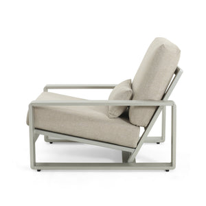 English Elm Christopher Knight Home® - La Plata Lounge Chair - Elegant Silver Aluminum Frame With Beige Olefin Cushion For Indoor & Outdoor N775P211257S