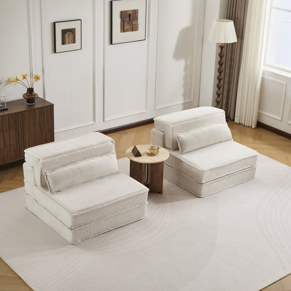English Elm Compression Modular Floor Sofa Bed - Versatile Diy 2-Seater With Soft Fleece, No Assembly Required! W3723S00047