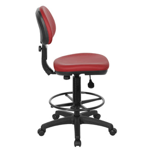 OSP Home Furnishings Sculptured Ergonomic Drafting Chair with Vinyl Upholstery for Studio and Lab Workspaces Dillon Lipstick DC517V-R100