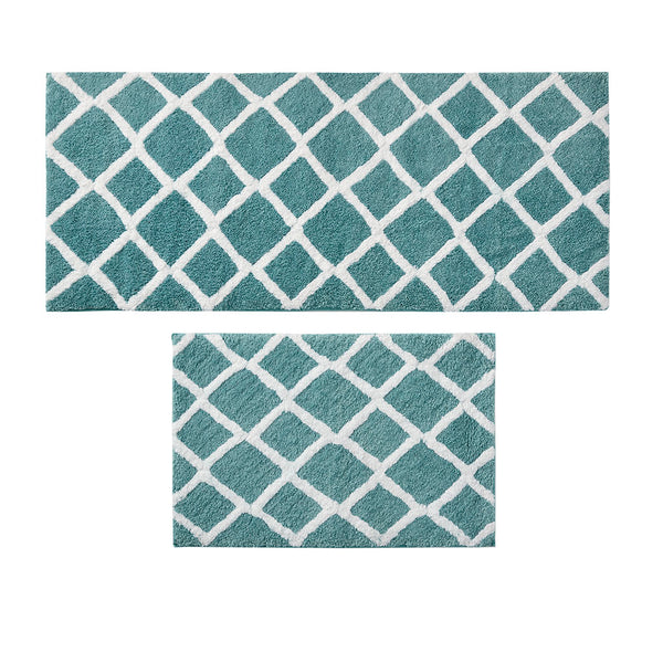 JLA Home Madison Park - Reversible Plush High-Pile Tufted Microfiber Bath Rug with OEKO-TEX Safety, Machine Washable Comfort Aqua MP72-5668