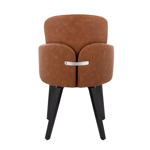 English Elm Dahlia Modern Dining Chair Set Of 2 In Black Bent Wood & Camel Faux Leather With Chrome Accent B202S01206