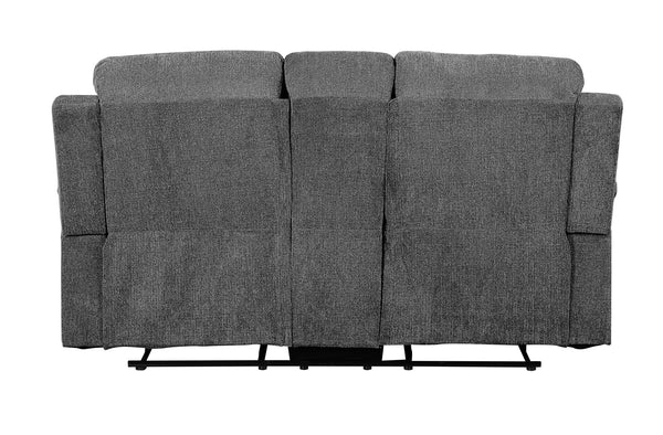 English Elm Kalen Gray Chenille Loveseat w/Console Recliner, Tufted Design, Pocket Coil Support, Cup Holders B2726P253088