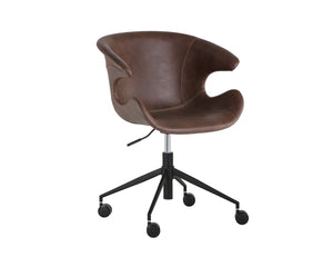 Sunpan Kash Swivel Office Chair - Retro Style with Faux Leather and Powder Coated Iron Legs for Comfort Hearthstone Brown