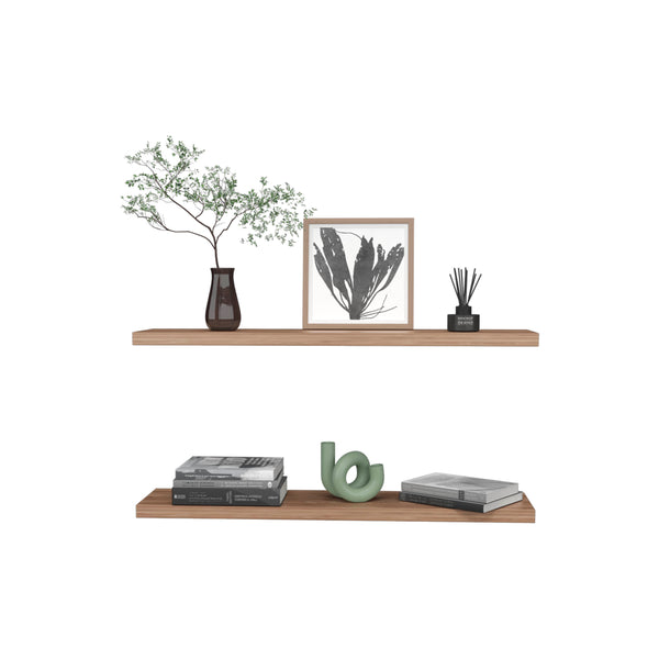 English Elm Ecco Floating Shelves Set of 2 47" — Sleek MDF Wall-Mounted Display with Hidden Brackets for Storage Beige 49 L x 11 W x 4 H B200P286945