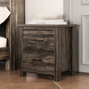 English Elm 4PCS Queen Bedroom Set with Storage Headboard & Built‑In Charging Station, 2 Nightstands, Dresser Antique Gray 54.25 L x 18.75 W x 9.25 H N733S307937A