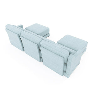 English Elm Three-Seater Sofa With Movable Ottomans & Lumbar Pillow - Elegant Sky Blue Chenille Design For Comfort W714S01208-GIGA