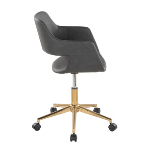 English Elm Margarite Contemporary Task Chair In Gold & Grey Faux Leather - Stylish, Ergonomic & Adjustable Comfort B202P223914