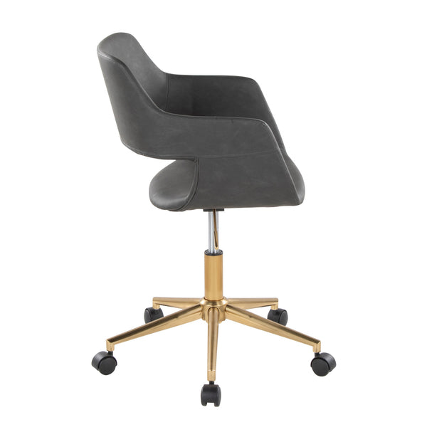 English Elm Margarite Contemporary Task Chair In Gold & Grey Faux Leather - Stylish, Ergonomic & Adjustable Comfort B202P223914