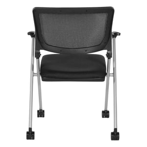 OSP Home Furnishings Flex Back Nesting Chair Mesh Seat Stackable Silver Frame for Conference Rooms FC8486-231