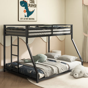 English Elm Adam Twin over Full Bunk Bed Metal Black – Sturdy, Squeak-Free Frame, Full Guardrail, Floor-Safe Caps B083P152992