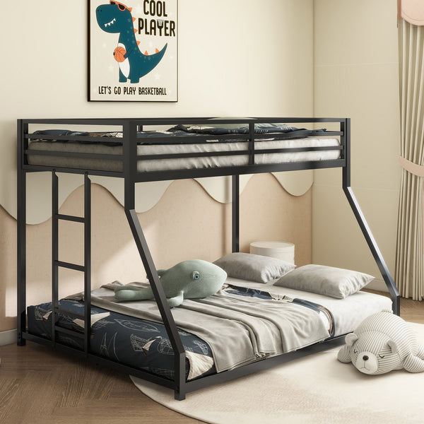 English Elm Adam Twin over Full Bunk Bed Metal Black – Sturdy, Squeak-Free Frame, Full Guardrail, Floor-Safe Caps B083P152992
