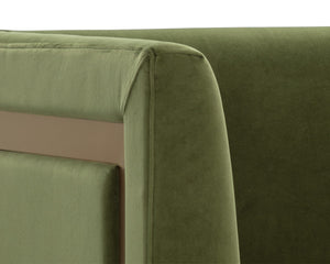 Sunpan YVETTE Armchair - Luxurious Meg Olive Velvet with Antique Brass Frame - Modern Elegance & Comfort 110383