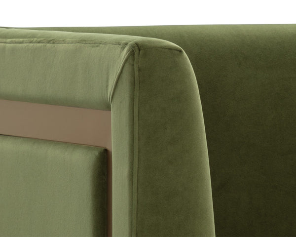 Sunpan YVETTE Armchair - Luxurious Meg Olive Velvet with Antique Brass Frame - Modern Elegance & Comfort 110383