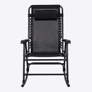 English Elm Patio Folding Rocking Chairs Set of 2 with Mesh Seat and Adjustable Headrest W5159P451092