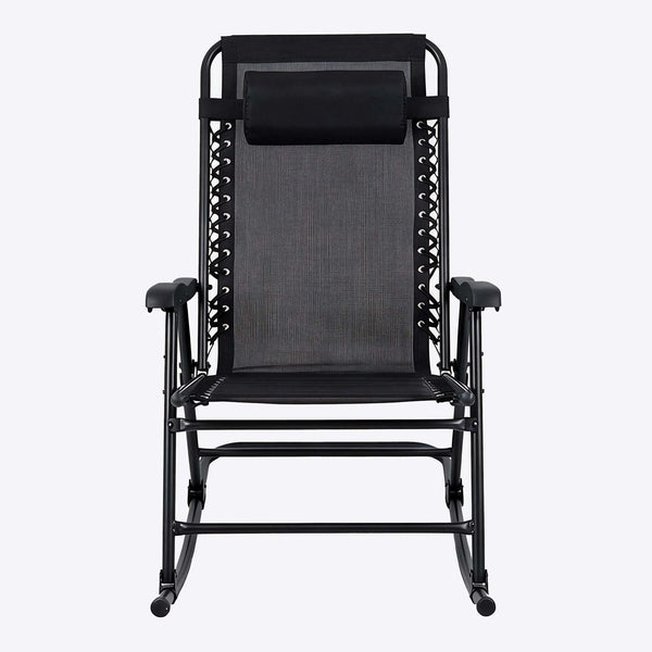 English Elm Patio Folding Rocking Chairs Set of 2 with Mesh Seat and Adjustable Headrest W5159P451092