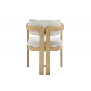 English Elm Modern Rustic Upholstered Dining Arm Chair with Sculptural Fluted Base, Curved Arms & Plush Comfort Natural 24.5 L x 25.5 W x 40.5 H B011P366704