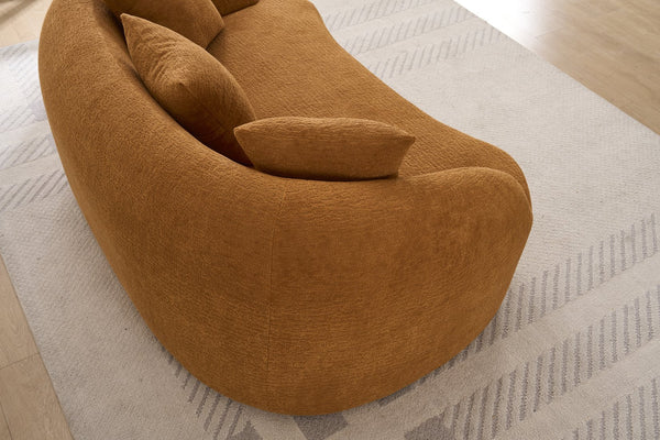English Elm Ly-049s Curved Chenille Loveseat with Boneless Frame for Modern Living Spaces Orange W2231P402439