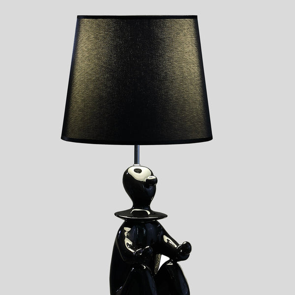 English Elm 21.25" Black Clown Phone Holder Resin Table Lamp with Drum Shade, USB-Free Corded Accent Light, UL B072116321