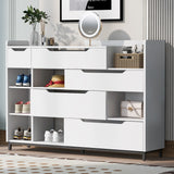 Entryway Shoe Storage Cabinet with Drawers and Shelves, Modern Organizer, Free Standing Rack