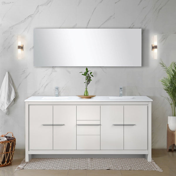 English Elm White Double Bath Vanity With Cultured Marble Top & Chrome Faucet - Elegant Storage Solution! B2731P259529-GIGA