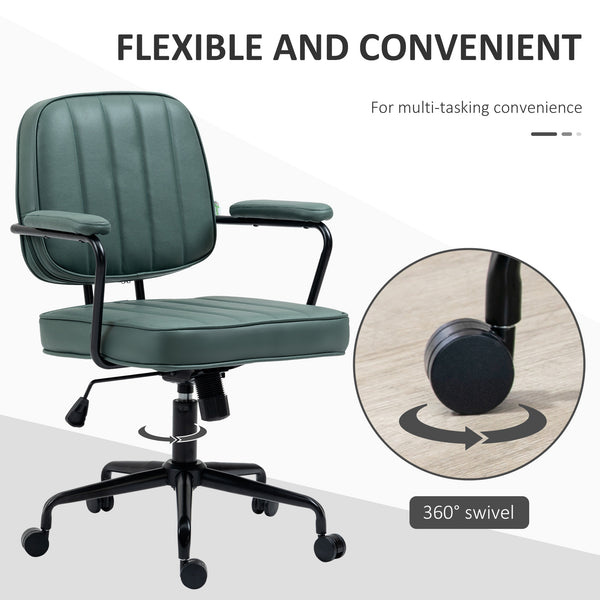 English Elm Vinsetto Ergonomic Home Office Chair Green - Adjustable Height Tilt, Microfiber Comfort, 264 lb Capacity W2225P173828