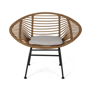 English Elm Engle Outdoor Wicker Lounge Chair Set with Cushions Powder Coated Steel Frame 65039.00LBRN