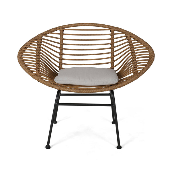 English Elm Engle Outdoor Wicker Lounge Chair Set with Cushions Powder Coated Steel Frame 65039.00LBRN