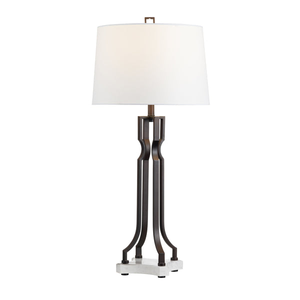 Crestview Collection 34"H Aged Bronze Table Lamp With White Marble Base, Elegant Shade & 3-way Socket For Modern Homes   Cvazer187