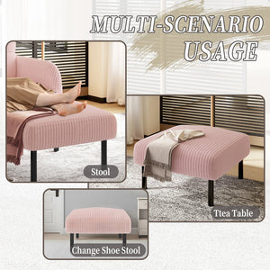 English Elm UNITED Corduroy Ottoman Footstool with Sturdy Frame, Soft Padded Seat, Versatile Living Room Stool Pink W1568P307253