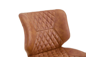 English Elm Dark Oil Waxed Faux Leather Dining Chair Set with Diamond Tufted High Back Metal Legs Brown W3493P444745
