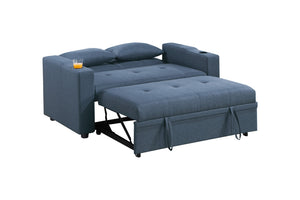 English Elm Modern Linen Convertible Sleeper Sofa with Usb Ports Cup Holders and Pull Out Bed B011S02178