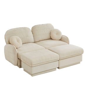 English Elm Chenille Cloud Loveseat with Quilted Back Pillows Deep Seat Comfort for Living Room W714S01749