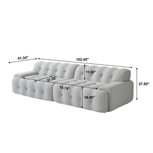 English Elm Bubble Modern Armless Sectional Sofa - 3D-Knitted Loveseat With Plush Comfort & Stylish Design B341S00010