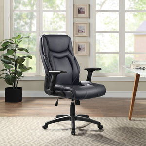 OSP Home Furnishings Exec High Back Bonded Leather Office Chair with Lumbar Support and Pneumatic Lift Black EC93580-EC3