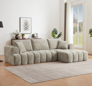 English Elm Chenille L-Shape Oversized Luxury Sectional Sofa - Comfy Sleeper Couch For Living Rooms & Apartments W2339S00038