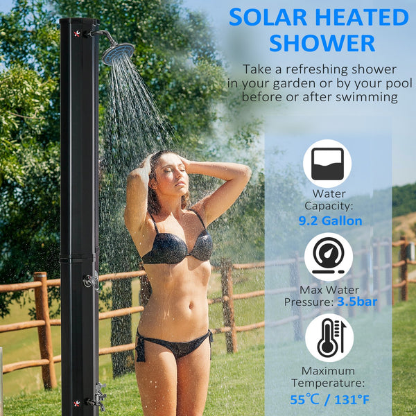 English Elm Outsunny Freestanding Solar Poolside Shower with 360 Head and 9.2 Gallon Heated Tank W2225P200538