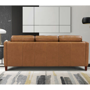 English Elm Bella Leather Sofa with Double-Sloped Track Arms, Sewn-In Cushions, Self-Welting, Timeless Charm B2705P326709