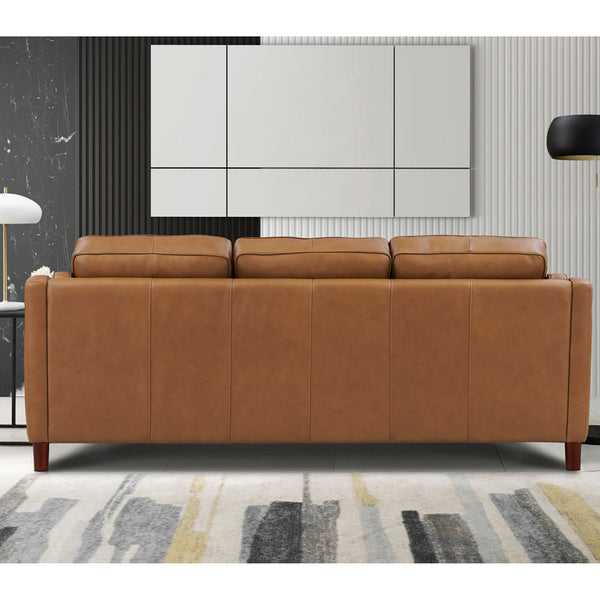English Elm Bella Leather Sofa with Double-Sloped Track Arms, Sewn-In Cushions, Self-Welting, Timeless Charm B2705P326709