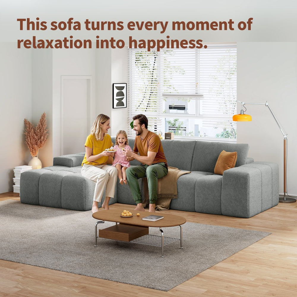 English Elm L-Shaped Modular Sofa With No Assembly, Deep Seating, Soft Flannelette, Perfect For Modern Spaces W3737S00005