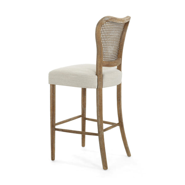 English Elm Christopher Knight Home® - BARSTOOL( Vintage Retro Set of 2) Fabric Seat Rubberwood Frame Cane Weave Durable Comfort Stylish Appeal N779P171193B