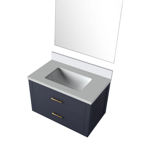 English Elm Blue Single Sink Vanity Set With White Quartz Countertop & Frameless Mirror - Stylish Bathroom Upgrade B2731S01426