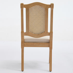 English Elm Full Solid wood rattan-back dining chair with breathable matte linen cushion, high-resilience foam comfort W1143P384364 W1143P384364