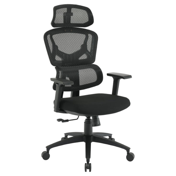 OSP Home Furnishings Mesh Back Ergonomic Manager Chair with Lumbar Support Adjustable Headrest and Padded Seat EM98958HR-3