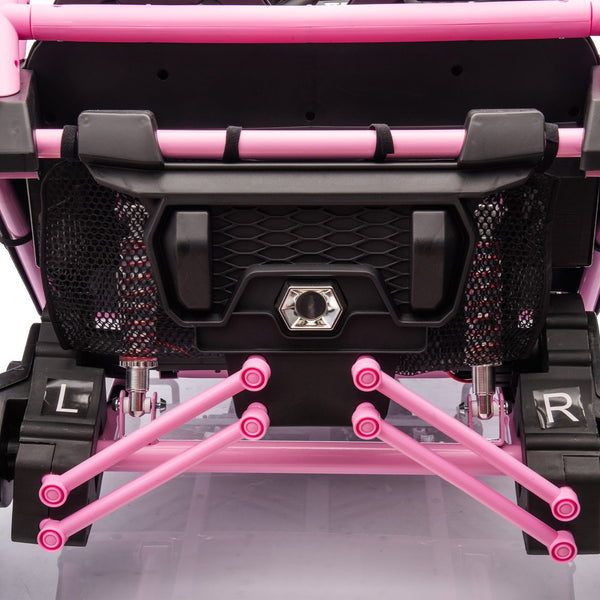 English Elm 24v Two Seater Kids Utv with Parental Remote Dual Motors Four Wheel Suspension Led Pink W1578P198434